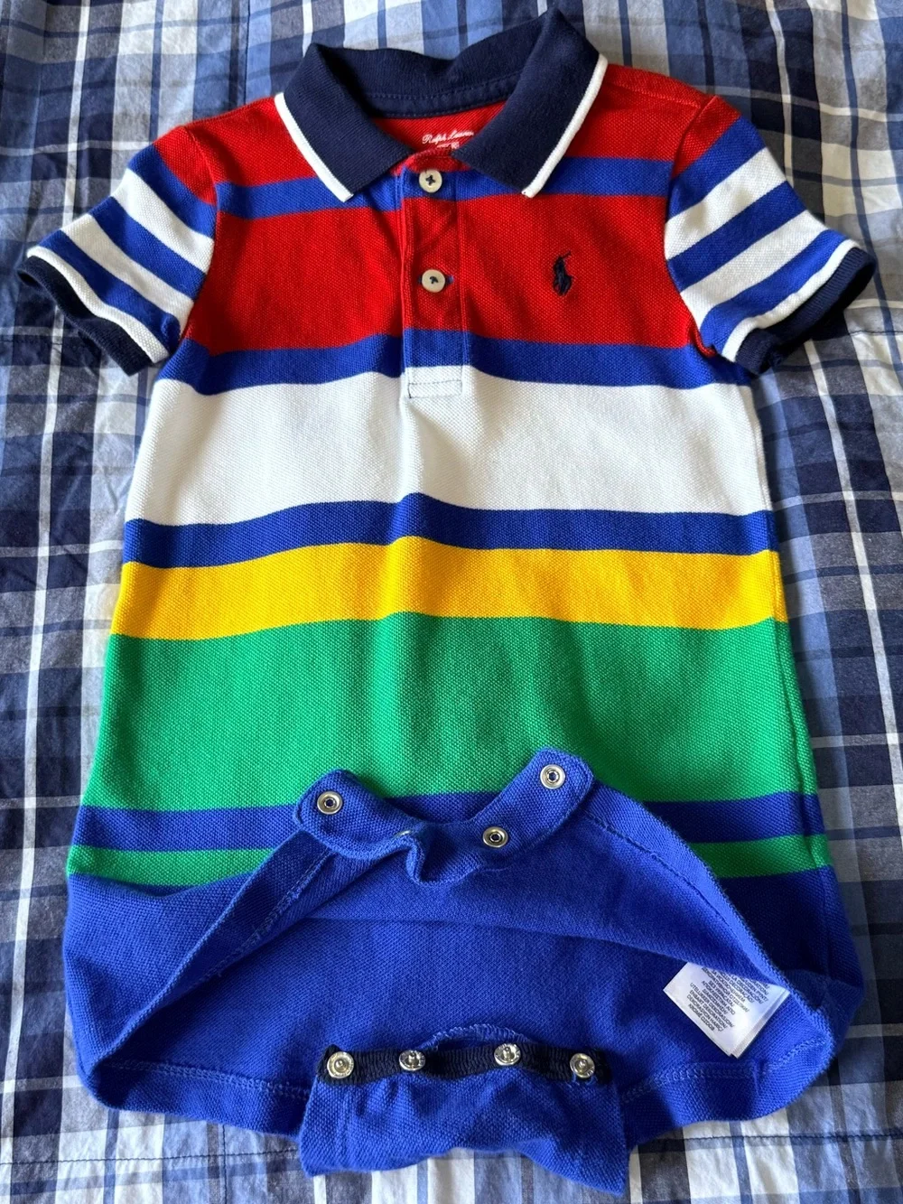 Ralph Lauren Baby Cotton Mesh Polo Romper - 12M